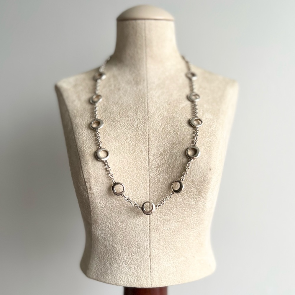 Solid Sterling Silver Circle Necklace - image 3